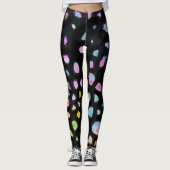 Rainbow Splash Design auf schwarzem Hintergrund Leggings (Vorderseite)