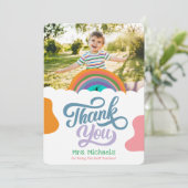 Rainbow Splash Flat Dankeschön Karte für Lehrer (Stehend Vorderseite)