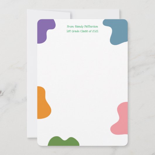 Rainbow Splash Flat Dankeschön Karte für Lehrer (Rückseite)