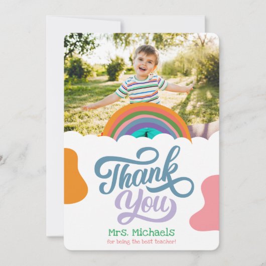 Rainbow Splash Flat Dankeschön Karte für Lehrer (Vorderseite)