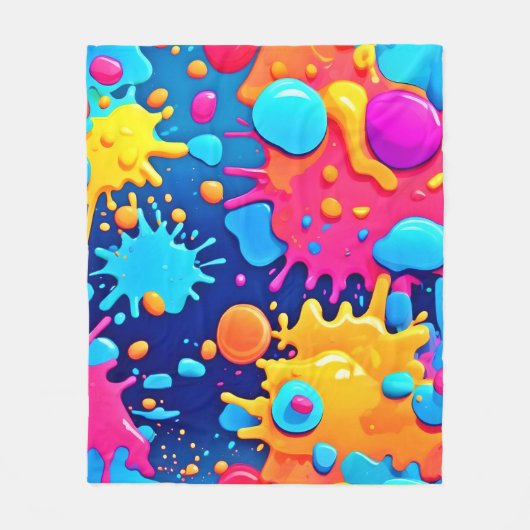 Rainbow Splash Paint Art Fleecedecke (Vorderseite)