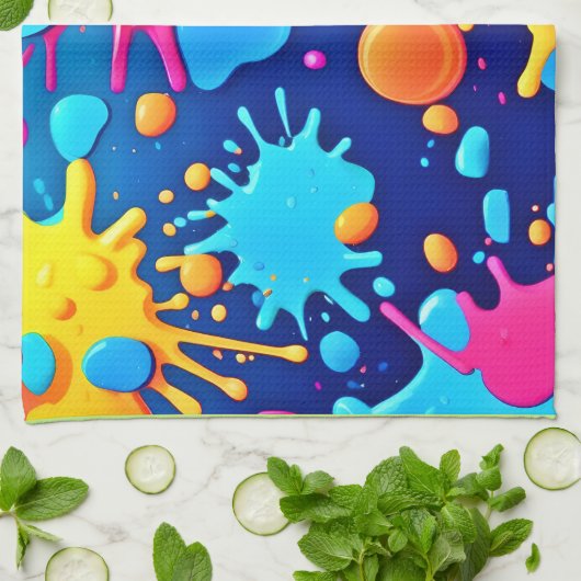 Rainbow Splash Paint Art Geschirrtuch (Gefaltet)