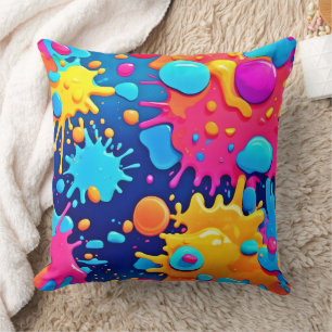 Rainbow Splash Paint Art Kissen