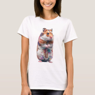 Rainbow Splash Painted Hamster Illustration Women T-Shirt