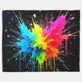 Rainbow Splash Powder Art Fleecedecke (Vorderseite (Horizontal))