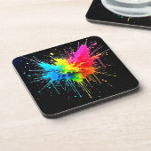 Rainbow Splash Powder Art Getränkeuntersetzer (Linke Seite)