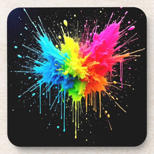 Rainbow Splash Powder Art Getränkeuntersetzer (Vorderseite)