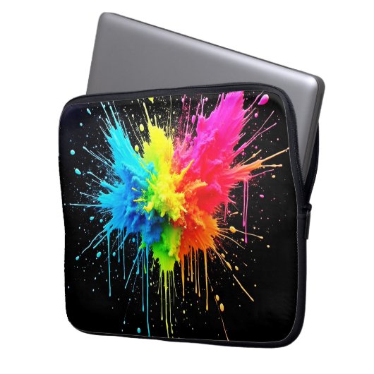 Rainbow Splash Powder Art Laptopschutzhülle (Vorderseite Links)