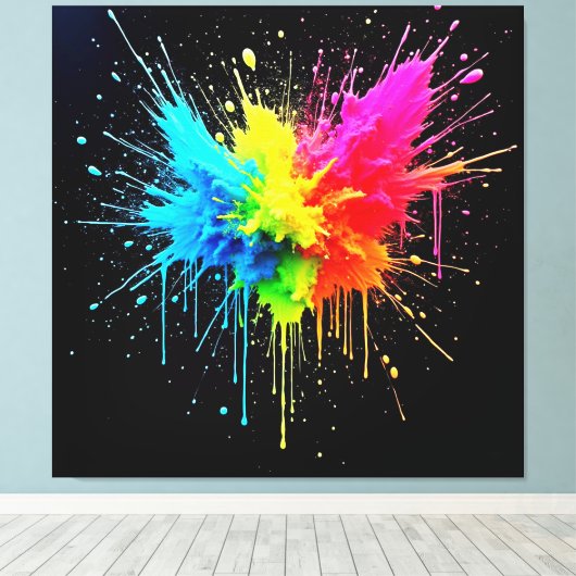 Rainbow Splash Powder Art Leinwanddruck (Insitu (Holzboden))
