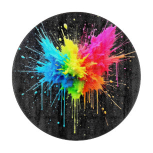 Rainbow Splash Powder Art Schneidebrett