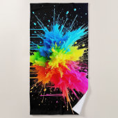 Rainbow Splash Powder Art Strandtuch (Vorderseite)