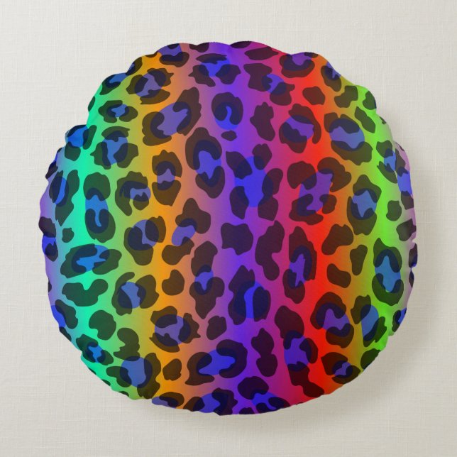 Rainbow Splash Rundes Kissen (Vorderseite)