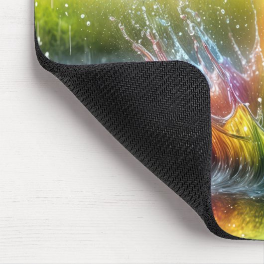 Rainbow-Splashing in einer Pfütze Mousepad (Ecke)