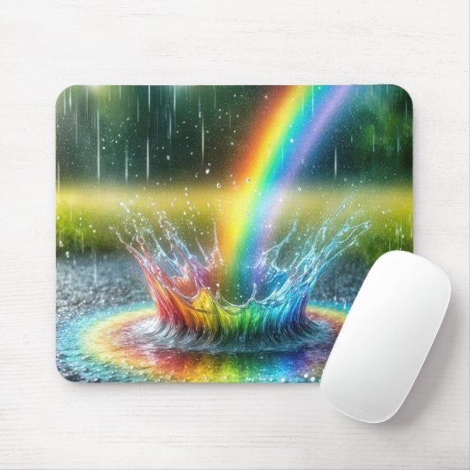 Rainbow-Splashing in einer Pfütze Mousepad (Mit Mouse)