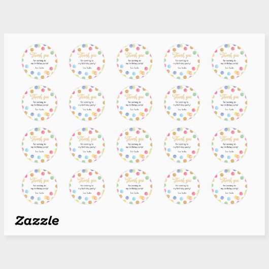 Rainbow Spot Birthday Sticker Labels (Blatt)