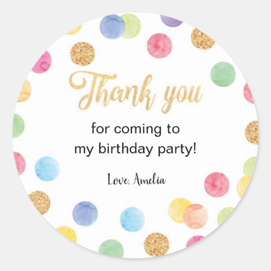 Rainbow Spot Birthday Sticker Labels (Vorderseite)