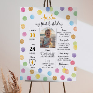 Rainbow Spot Pastell Birthday Milestone Poster