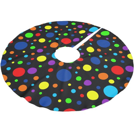 Rainbow Spots Tree Skirt Polyester Weihnachtsbaumdecke (Schrägansicht)