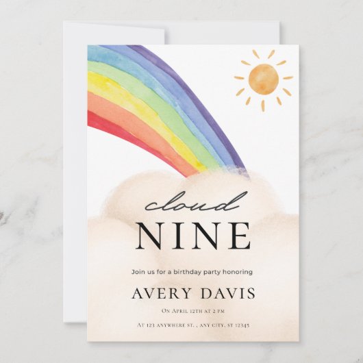 Rainbow Spring Kindergeburtstag Party Einladung (Vorderseite)