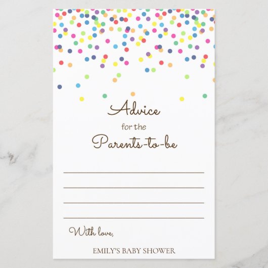 Rainbow Sprinkle Baby Showspiel DRUCKT (Vorderseite)