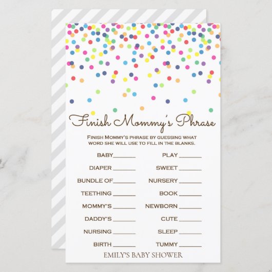 Rainbow Sprinkle Baby Showspiel DRUCKT (Vorne/Hinten)