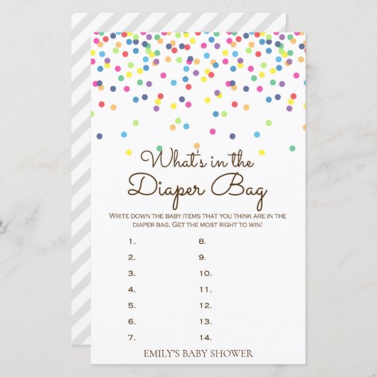 Rainbow Sprinkle Baby Showspiel DRUCKT (Vorne/Hinten)