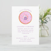 Rainbow Sprinkle Donut Pink Lila Kindergeburtstag Einladung (Stehend Vorderseite)
