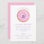 Rainbow Sprinkle Donut Pink Lila Kindergeburtstag Einladung (Vorne/Hinten)