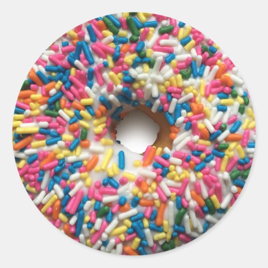 Rainbow Sprinkle Donut Rundkleber Runder Aufkleber (Vorderseite)