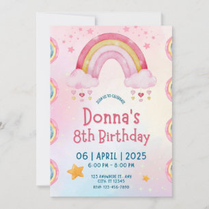 Rainbow Sprinkle Kindergeburtstag Party Einladung