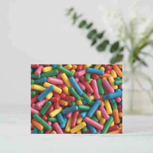 Rainbow Sprinkle Postkarte (Stehend Vorderseite)