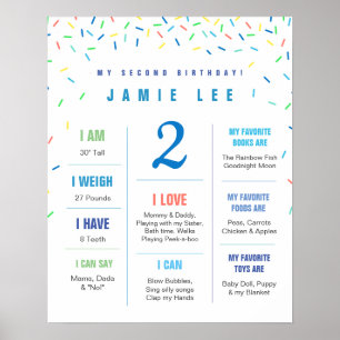 Rainbow Sprinkles 2. Geburtstagsposter Poster