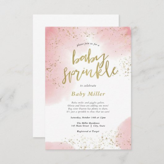 Rainbow Sprinkles Baby Sprinkle Einladung (Vorne/Hinten)