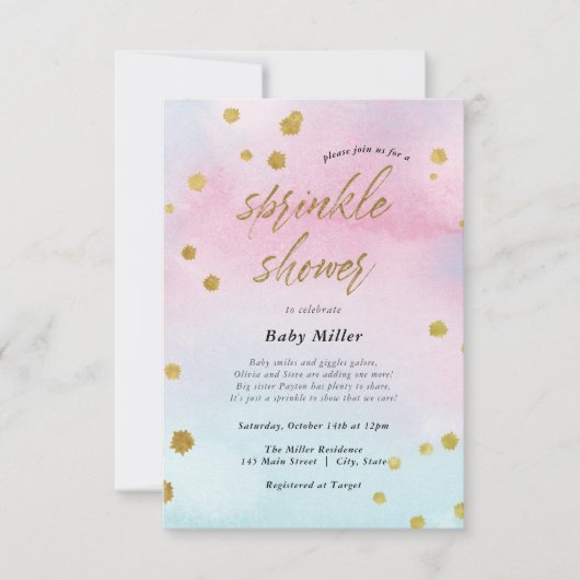 Rainbow Sprinkles Baby Sprinkle Einladung (Vorderseite)