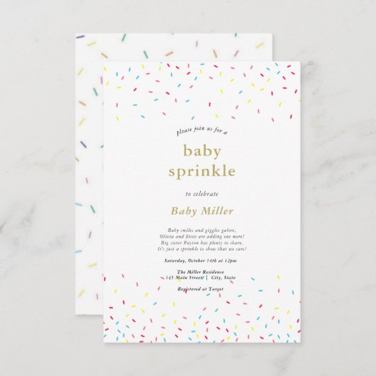 Rainbow Sprinkles Baby Sprinkle Einladung (Vorne/Hinten)