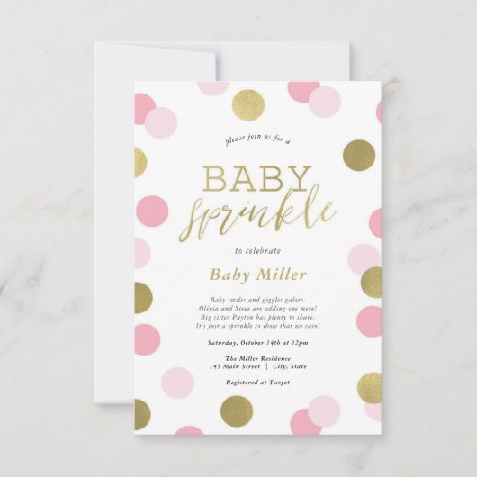 Rainbow Sprinkles Baby Sprinkle Einladung (Vorderseite)