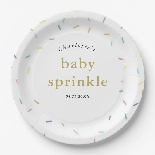 Rainbow Sprinkles Baby Sprinkle Einladung Pappteller (Vorderseite)