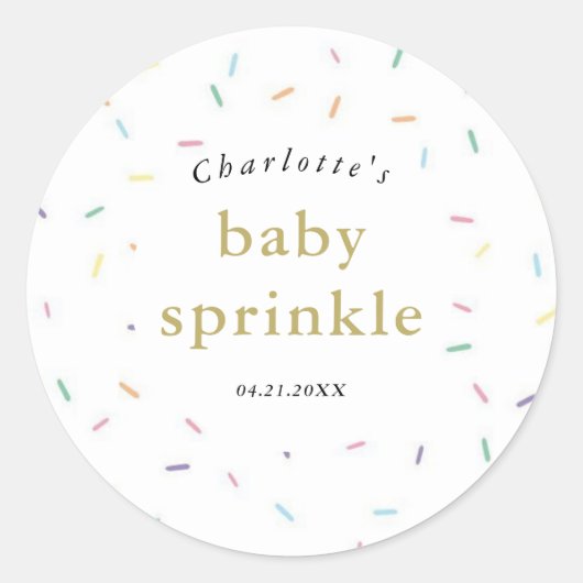 Rainbow Sprinkles Baby Sprinkle Einladung Runder Aufkleber (Vorderseite)