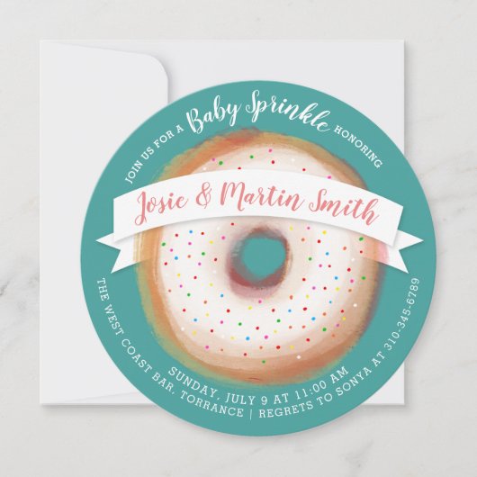 Rainbow Sprinkles Donut Baby Shower Sprinkle Einladung (Vorderseite)