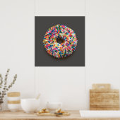 Rainbow Sprinkles Donut Poster (auf grau) (Küche)