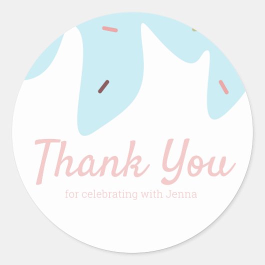 Rainbow Sprinkles Ice Cream Cake Zuckerguss Rosa Runder Aufkleber (Vorderseite)