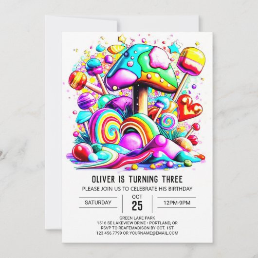 Rainbow Sprinkles Kindergeburtstag Einladung (Vorderseite)