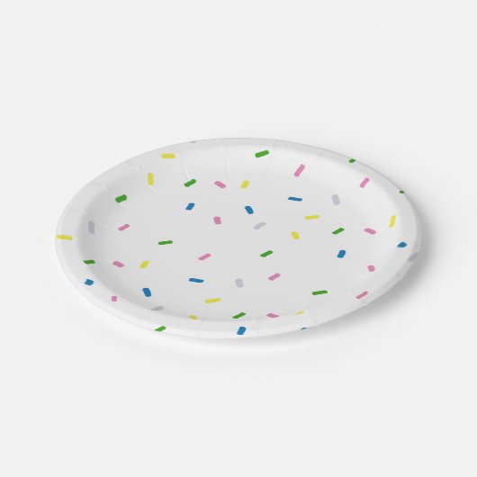 Rainbow Sprinkles Muster Party Papierplatte Pappteller (Schrägansicht)