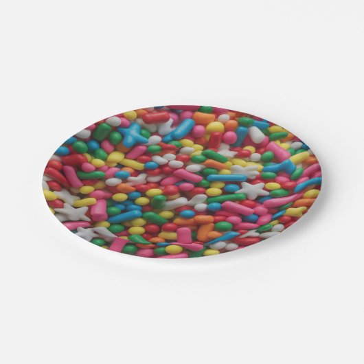 Rainbow sprinkles pappteller (Schrägansicht)