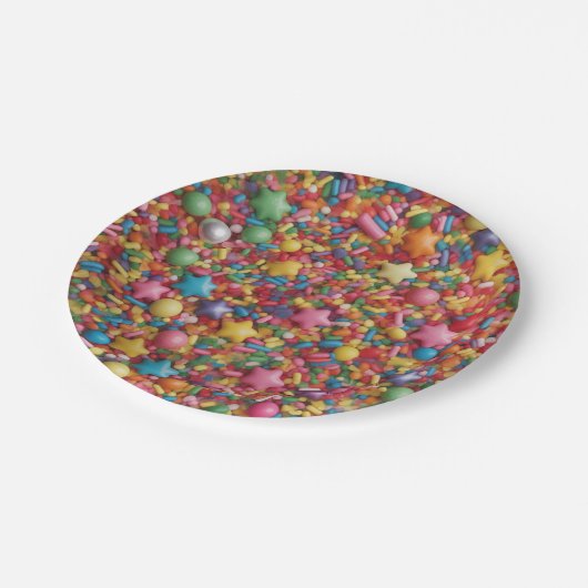 Rainbow sprinkles pappteller (Schrägansicht)
