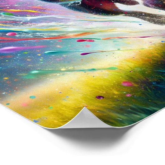 Rainbow Spritzer Boston Terrier Poster (Ecke)