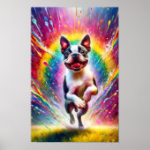 Rainbow Spritzer Boston Terrier Poster (Vorne)