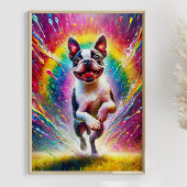 Rainbow Spritzer Boston Terrier Poster