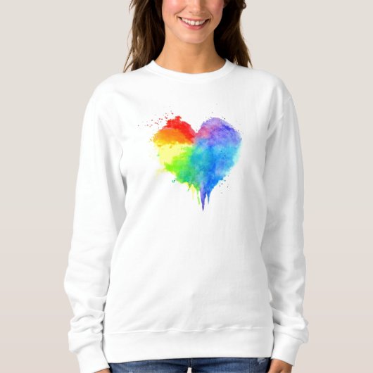 Rainbow Spritzer Herz Sweatshirt (Vorderseite)