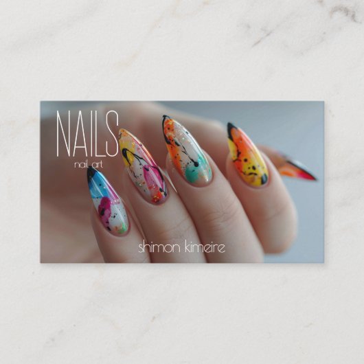 Rainbow Spritzer Nail Art Manicurist Loyalität Visitenkarte (Vorderseite)